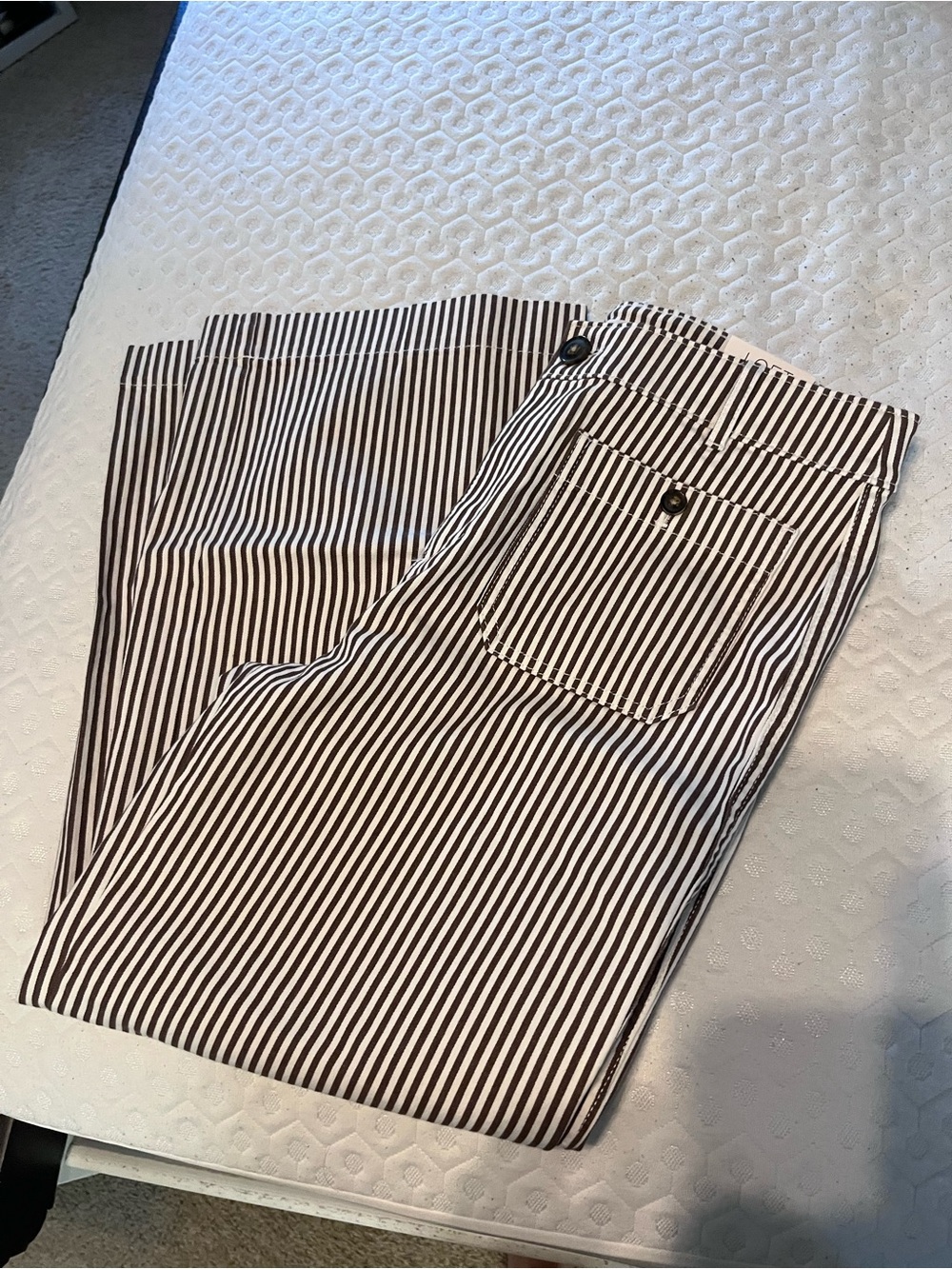 LOFT brown and White Striped Midi Pants